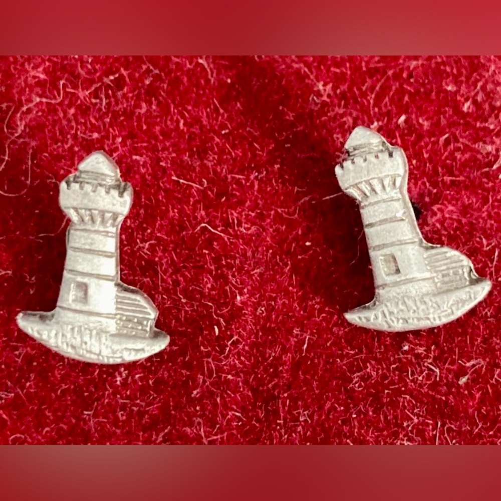 Small Pewter Lighthouse Stud Earrings